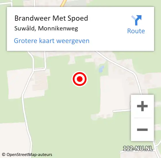 Locatie op kaart van de 112 melding: Brandweer Met Spoed Naar Suwâld, Monnikenweg op 19 oktober 2022 09:04