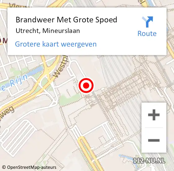 Locatie op kaart van de 112 melding: Brandweer Met Grote Spoed Naar Utrecht, Mineurslaan op 19 oktober 2022 09:18