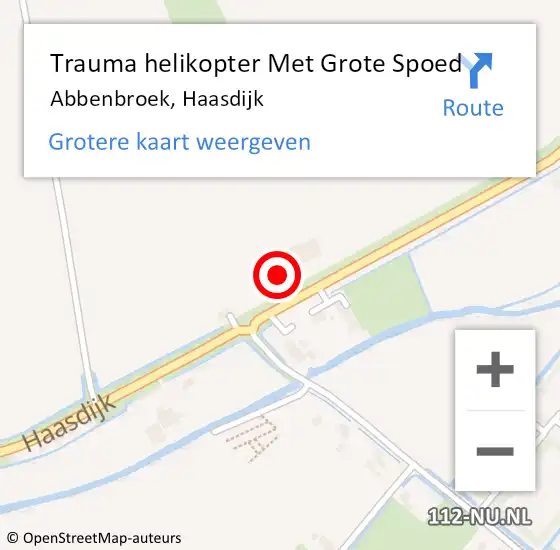 Locatie op kaart van de 112 melding: Trauma helikopter Met Grote Spoed Naar Abbenbroek, Haasdijk op 19 oktober 2022 09:43