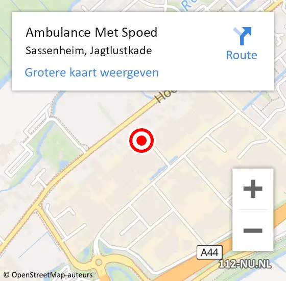 Locatie op kaart van de 112 melding: Ambulance Met Spoed Naar Sassenheim, Jagtlustkade op 19 oktober 2022 09:49