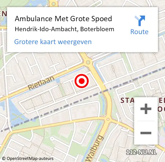 Locatie op kaart van de 112 melding: Ambulance Met Grote Spoed Naar Hendrik-Ido-Ambacht, Boterbloem op 19 oktober 2022 10:03