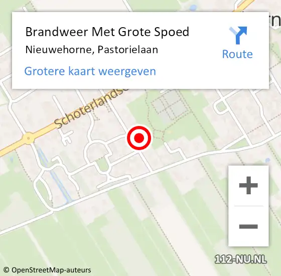Locatie op kaart van de 112 melding: Brandweer Met Grote Spoed Naar Nieuwehorne, Pastorielaan op 19 oktober 2022 11:21