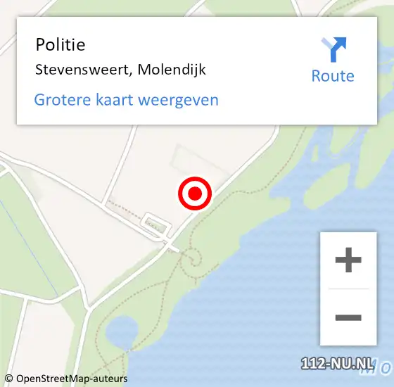 Locatie op kaart van de 112 melding: Politie Stevensweert, Molendijk op 19 oktober 2022 12:33
