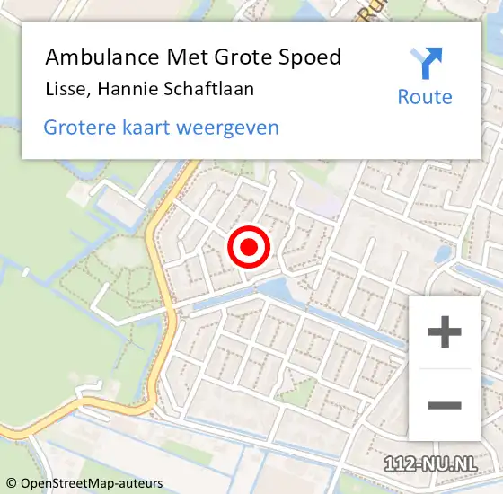 Locatie op kaart van de 112 melding: Ambulance Met Grote Spoed Naar Lisse, Hannie Schaftlaan op 19 oktober 2022 13:30
