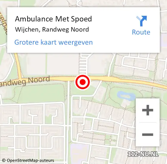 Locatie op kaart van de 112 melding: Ambulance Met Spoed Naar Wijchen, Randweg Noord op 19 oktober 2022 14:19