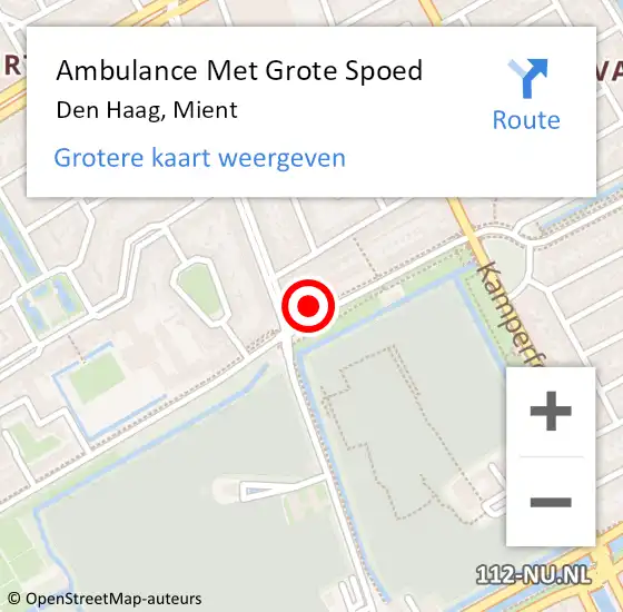 Locatie op kaart van de 112 melding: Ambulance Met Grote Spoed Naar Den Haag, Mient op 19 oktober 2022 16:44