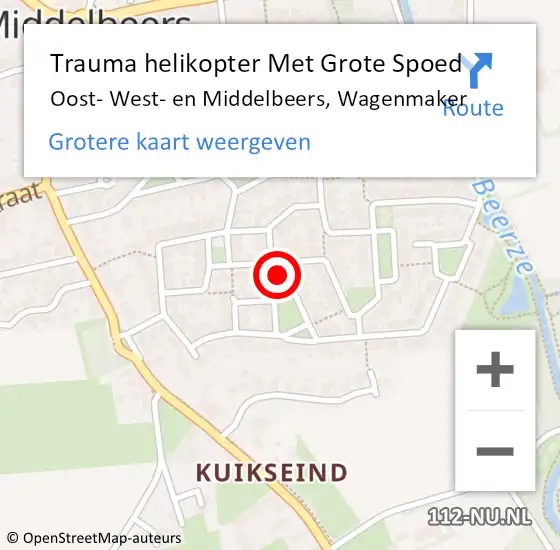 Locatie op kaart van de 112 melding: Trauma helikopter Met Grote Spoed Naar Oost- West- en Middelbeers, Wagenmaker op 19 oktober 2022 16:51