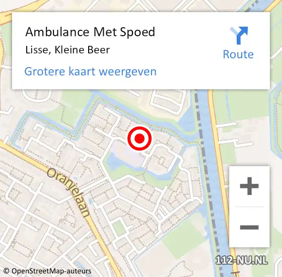 Locatie op kaart van de 112 melding: Ambulance Met Spoed Naar Lisse, Kleine Beer op 19 oktober 2022 17:29