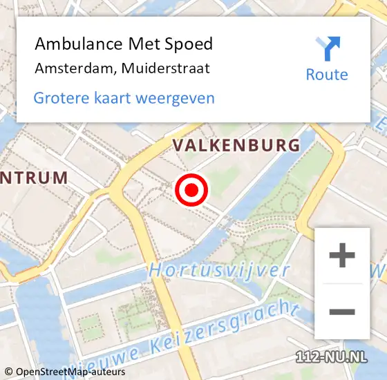 Locatie op kaart van de 112 melding: Ambulance Met Spoed Naar Amsterdam, Muiderstraat op 19 oktober 2022 18:50