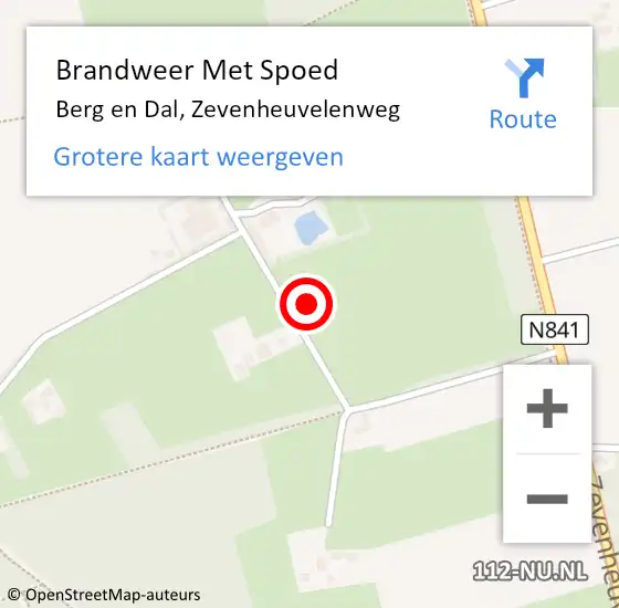 Locatie op kaart van de 112 melding: Brandweer Met Spoed Naar Berg en Dal, Zevenheuvelenweg op 19 oktober 2022 20:05