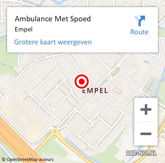 Locatie op kaart van de 112 melding: Ambulance Met Spoed Naar Empel op 19 oktober 2022 22:38