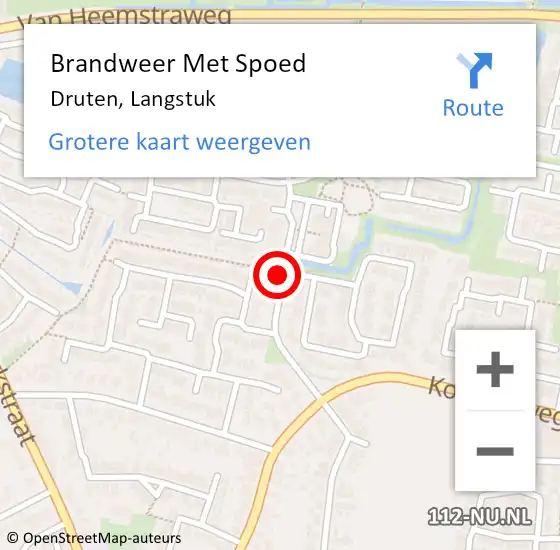 Locatie op kaart van de 112 melding: Brandweer Met Spoed Naar Druten, Langstuk op 2 augustus 2014 03:38