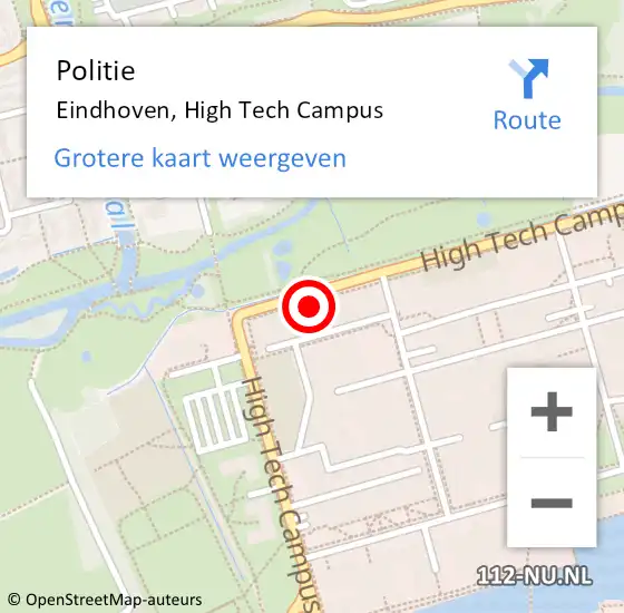 Locatie op kaart van de 112 melding: Politie Eindhoven, High Tech Campus op 20 oktober 2022 08:22
