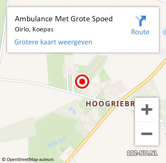 Locatie op kaart van de 112 melding: Ambulance Met Grote Spoed Naar Oirlo, Koepas op 2 augustus 2014 06:26