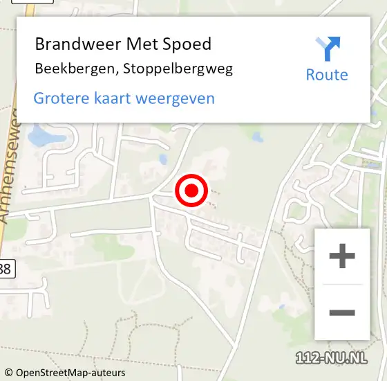 Locatie op kaart van de 112 melding: Brandweer Met Spoed Naar Beekbergen, Stoppelbergweg op 20 oktober 2022 13:07