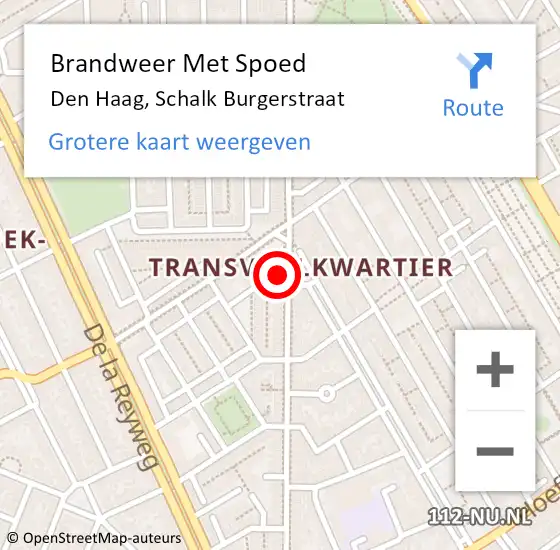Locatie op kaart van de 112 melding: Brandweer Met Spoed Naar Den Haag, Schalk Burgerstraat op 20 oktober 2022 13:36