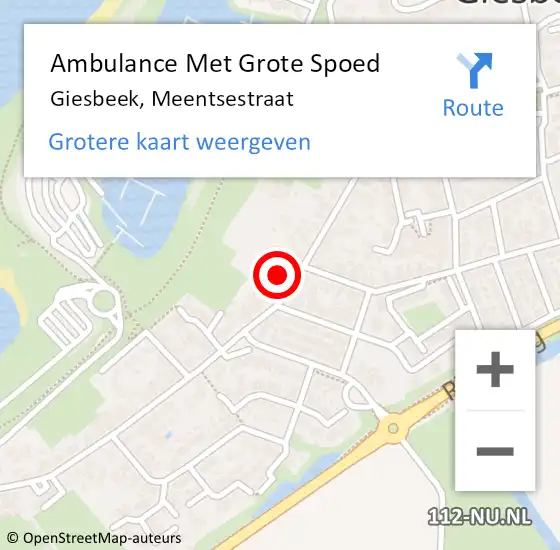 Locatie op kaart van de 112 melding: Ambulance Met Grote Spoed Naar Giesbeek, Meentsestraat op 20 oktober 2022 15:30