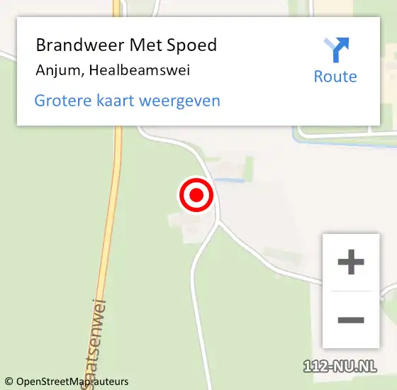 Locatie op kaart van de 112 melding: Brandweer Met Spoed Naar Anjum, Healbeamswei op 20 oktober 2022 16:35