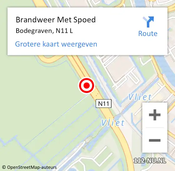 Locatie op kaart van de 112 melding: Brandweer Met Spoed Naar Bodegraven, N11 L op 2 augustus 2014 08:06