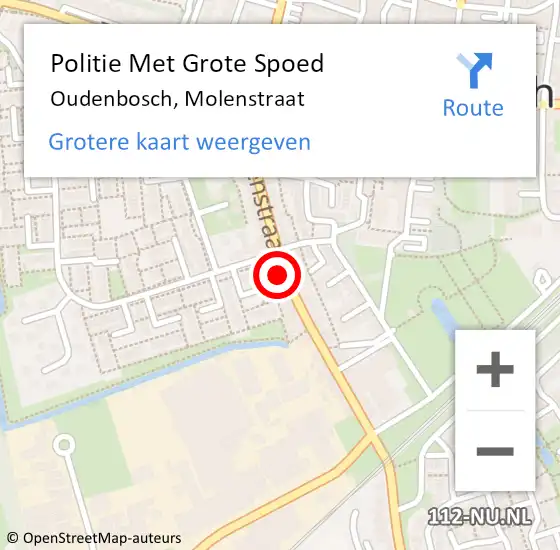 Locatie op kaart van de 112 melding: Politie Met Grote Spoed Naar Oudenbosch, Molenstraat op 20 oktober 2022 17:46