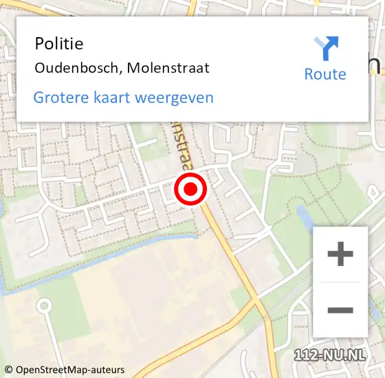 Locatie op kaart van de 112 melding: Politie Oudenbosch, Molenstraat op 20 oktober 2022 17:46