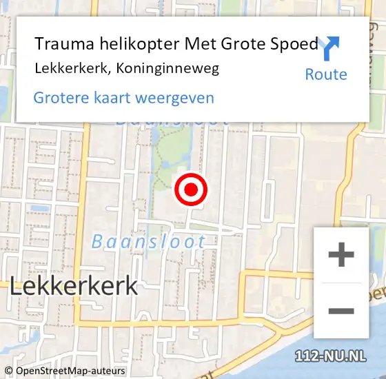 Locatie op kaart van de 112 melding: Trauma helikopter Met Grote Spoed Naar Lekkerkerk, Koninginneweg op 20 oktober 2022 19:33