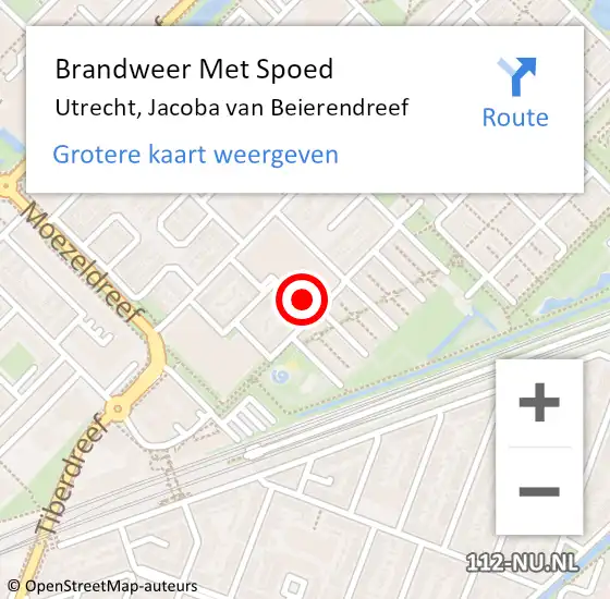 Locatie op kaart van de 112 melding: Brandweer Met Spoed Naar Utrecht, Jacoba van Beierendreef op 20 oktober 2022 20:25