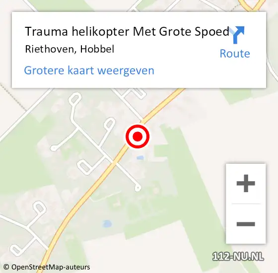 Locatie op kaart van de 112 melding: Trauma helikopter Met Grote Spoed Naar Riethoven, Hobbel op 20 oktober 2022 20:40