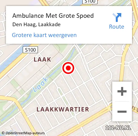 Locatie op kaart van de 112 melding: Ambulance Met Grote Spoed Naar Den Haag, Laakkade op 20 oktober 2022 21:20