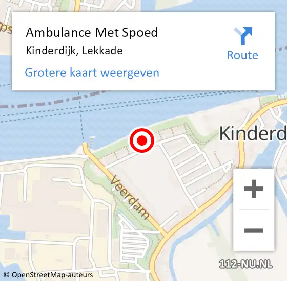 Locatie op kaart van de 112 melding: Ambulance Met Spoed Naar Kinderdijk, Lekkade op 20 oktober 2022 22:14
