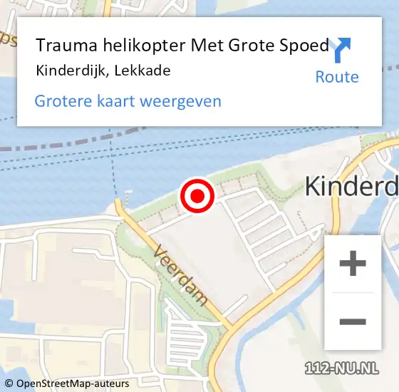 Locatie op kaart van de 112 melding: Trauma helikopter Met Grote Spoed Naar Kinderdijk, Lekkade op 20 oktober 2022 22:19