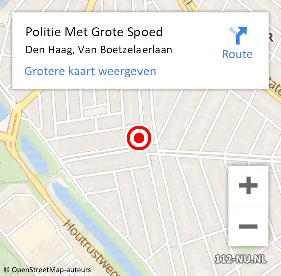 Locatie op kaart van de 112 melding: Politie Met Grote Spoed Naar Den Haag, Van Boetzelaerlaan op 20 oktober 2022 22:31