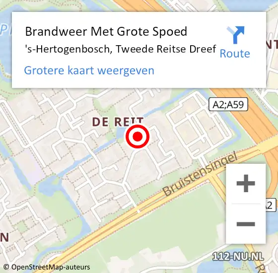Locatie op kaart van de 112 melding: Brandweer Met Grote Spoed Naar 's-Hertogenbosch, Tweede Reitse Dreef op 20 oktober 2022 23:34