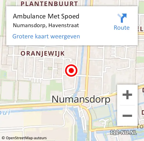 Locatie op kaart van de 112 melding: Ambulance Met Spoed Naar Numansdorp, Havenstraat op 20 oktober 2022 23:46