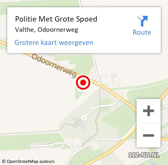 Locatie op kaart van de 112 melding: Politie Met Grote Spoed Naar Valthe, Odoornerweg op 21 oktober 2022 03:17