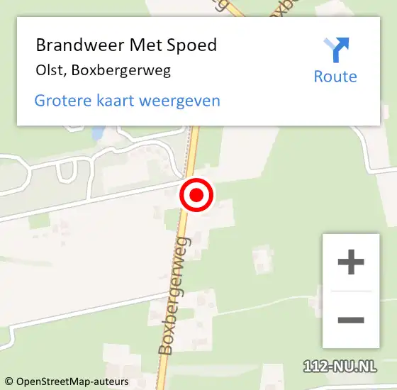 Locatie op kaart van de 112 melding: Brandweer Met Spoed Naar Olst, Boxbergerweg op 21 oktober 2022 03:29