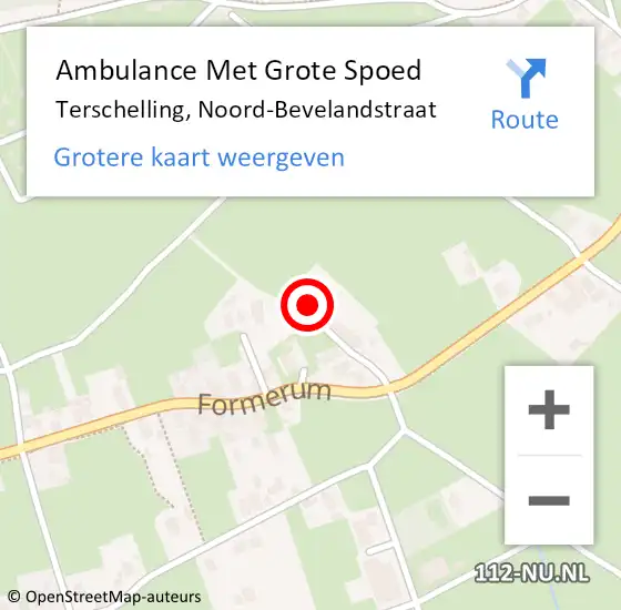 Locatie op kaart van de 112 melding: Ambulance Met Grote Spoed Naar Terschelling West op 21 oktober 2022 07:39