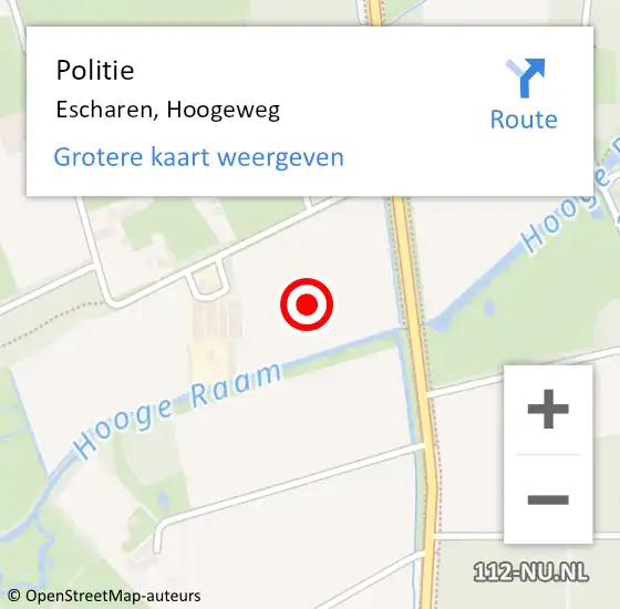Locatie op kaart van de 112 melding: Politie Escharen, Hoogeweg op 21 oktober 2022 07:50