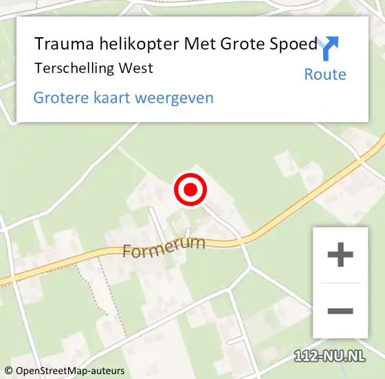 Locatie op kaart van de 112 melding: Trauma helikopter Met Grote Spoed Naar Terschelling West op 21 oktober 2022 07:57