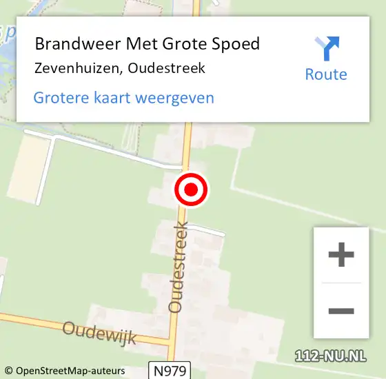 Locatie op kaart van de 112 melding: Brandweer Met Grote Spoed Naar Zevenhuizen, Oudestreek op 21 oktober 2022 08:11
