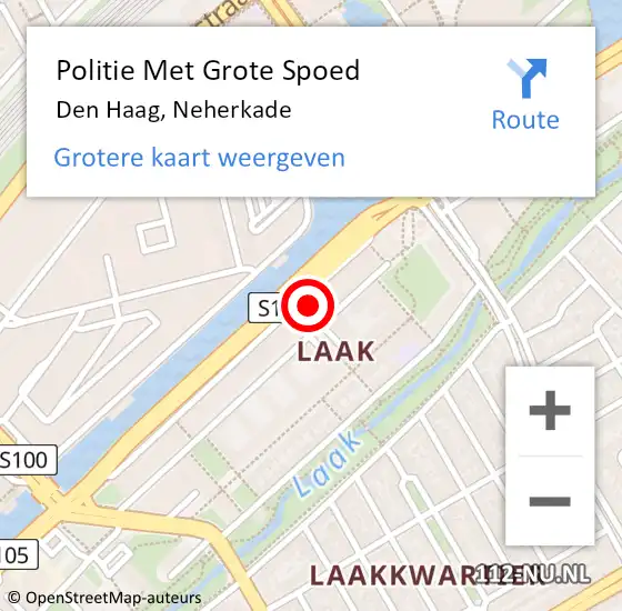 Locatie op kaart van de 112 melding: Politie Met Grote Spoed Naar Den Haag, Neherkade op 21 oktober 2022 09:43