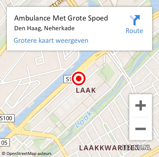 Locatie op kaart van de 112 melding: Ambulance Met Grote Spoed Naar Den Haag, Neherkade op 21 oktober 2022 09:46