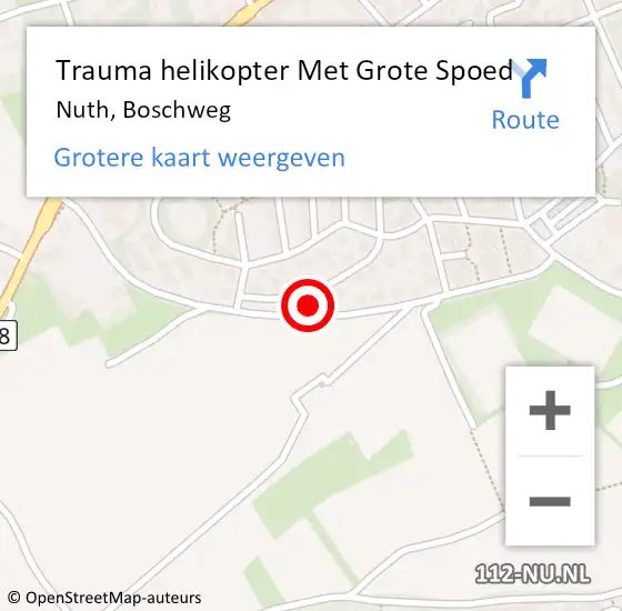 Locatie op kaart van de 112 melding: Trauma helikopter Met Grote Spoed Naar Nuth, Boschweg op 21 oktober 2022 11:57