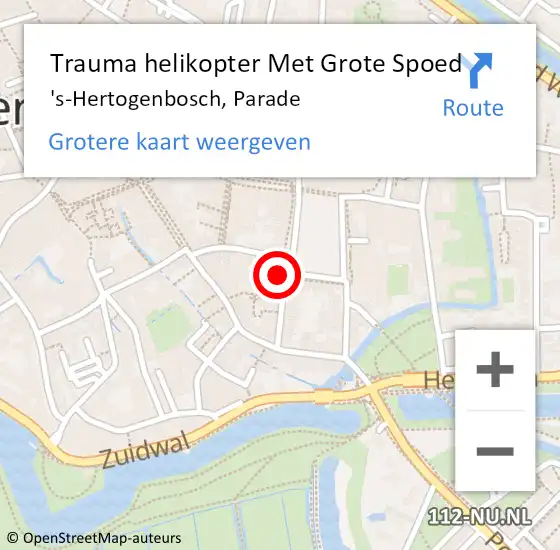 Locatie op kaart van de 112 melding: Trauma helikopter Met Grote Spoed Naar 's-Hertogenbosch, Parade op 21 oktober 2022 13:39