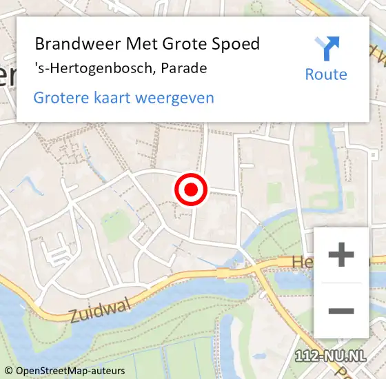 Locatie op kaart van de 112 melding: Brandweer Met Grote Spoed Naar 's-Hertogenbosch, Parade op 21 oktober 2022 13:51