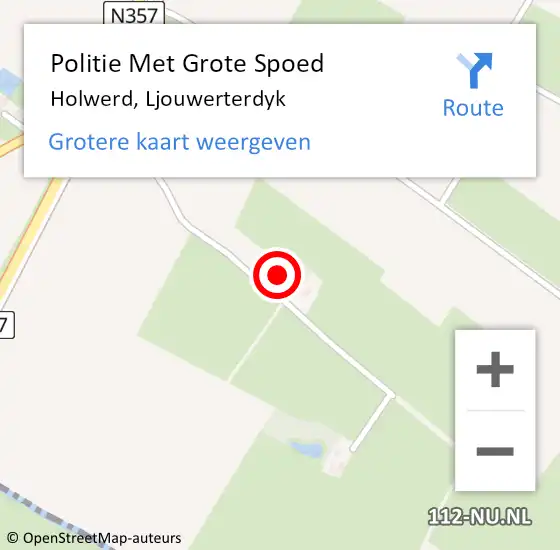 Locatie op kaart van de 112 melding: Politie Met Grote Spoed Naar Holwerd, Ljouwerterdyk op 21 oktober 2022 15:37