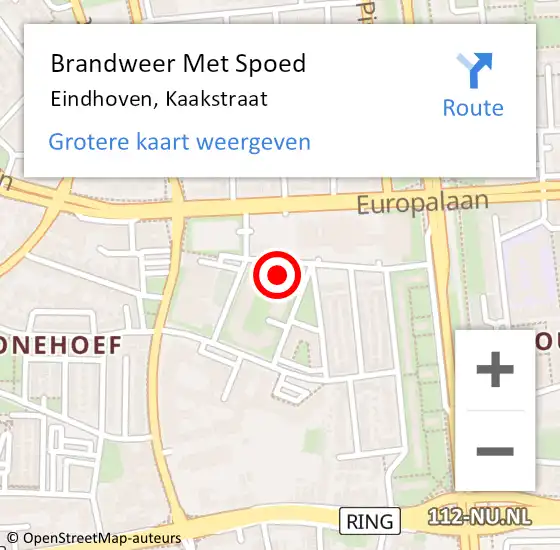 Locatie op kaart van de 112 melding: Brandweer Met Spoed Naar Eindhoven, Kaakstraat op 21 oktober 2022 15:37