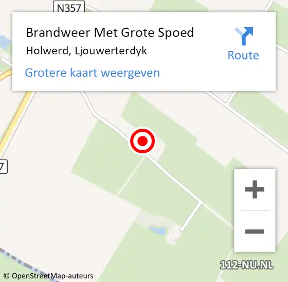 Locatie op kaart van de 112 melding: Brandweer Met Grote Spoed Naar Holwerd, Ljouwerterdyk op 21 oktober 2022 15:39