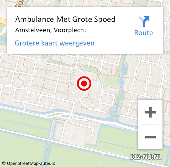 Locatie op kaart van de 112 melding: Ambulance Met Grote Spoed Naar Amstelveen, Voorplecht op 21 oktober 2022 15:49