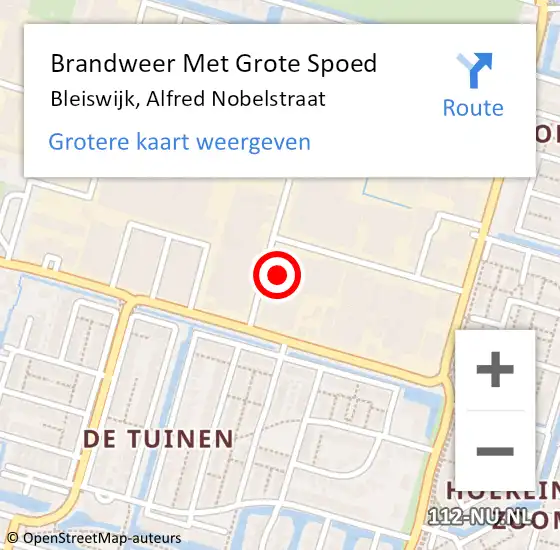 Locatie op kaart van de 112 melding: Brandweer Met Grote Spoed Naar Bleiswijk, Alfred Nobelstraat op 21 oktober 2022 16:01